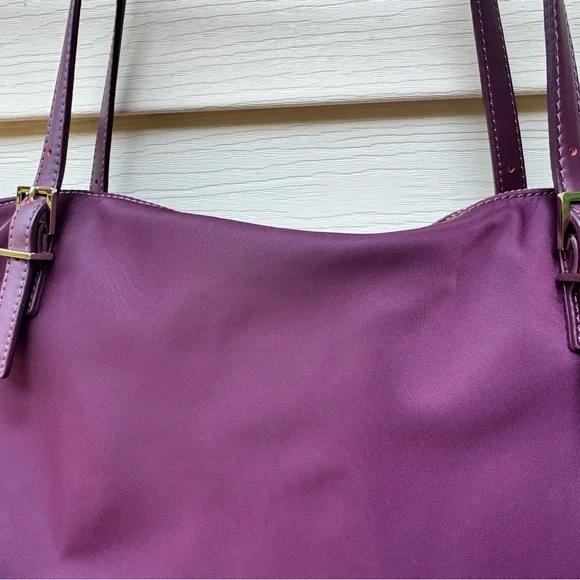 Kate Spade Maroon Burgundy Shoulder Tote Bag Gold accent detail adjustable strap - Picture 5 of 14